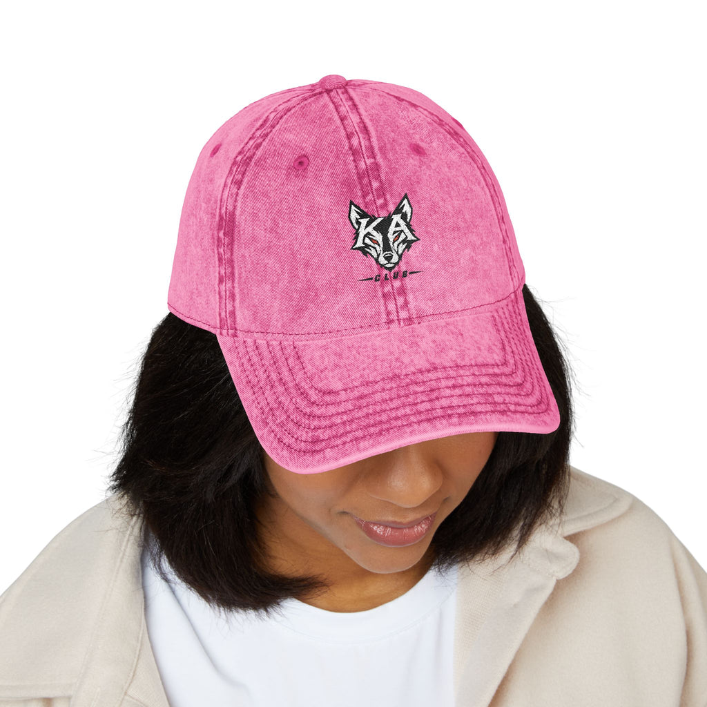 Embroidered Fox Vintage Cap — Distressed Cotton Baseball Hat