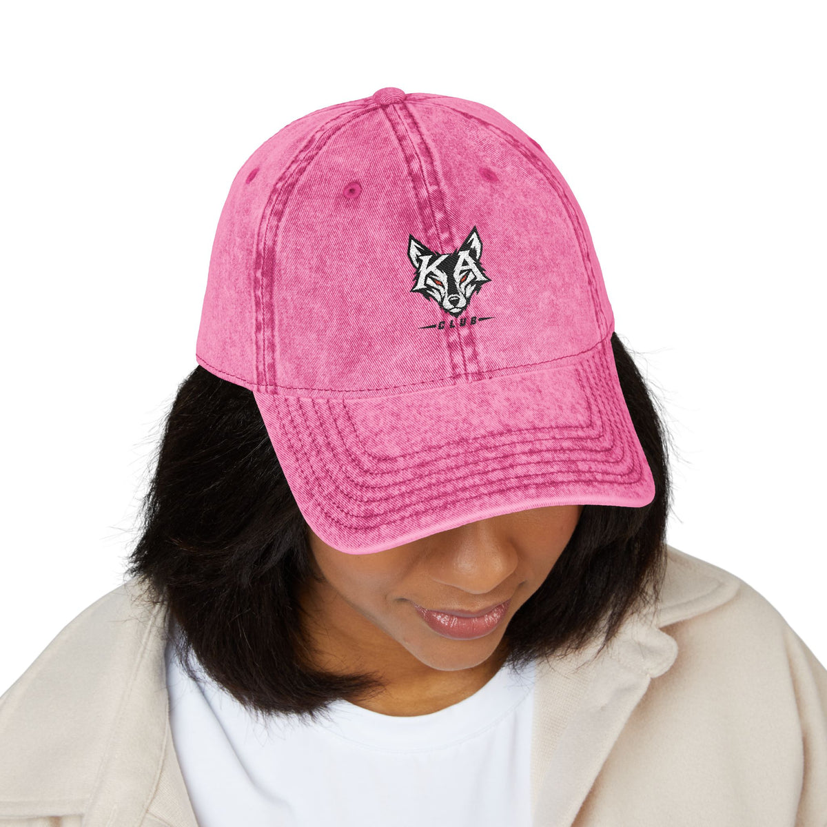 Embroidered Fox Vintage Cap — Distressed Cotton Baseball Hat