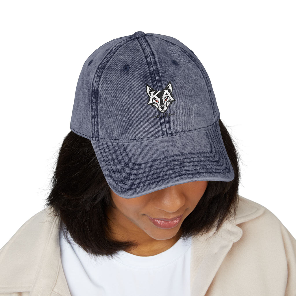 Embroidered Fox Vintage Cap — Distressed Cotton Baseball Hat