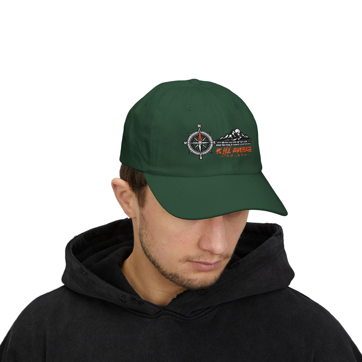 KILL AVERAGE CLUB Embroidered Dad Cap – Compass & Mountains
