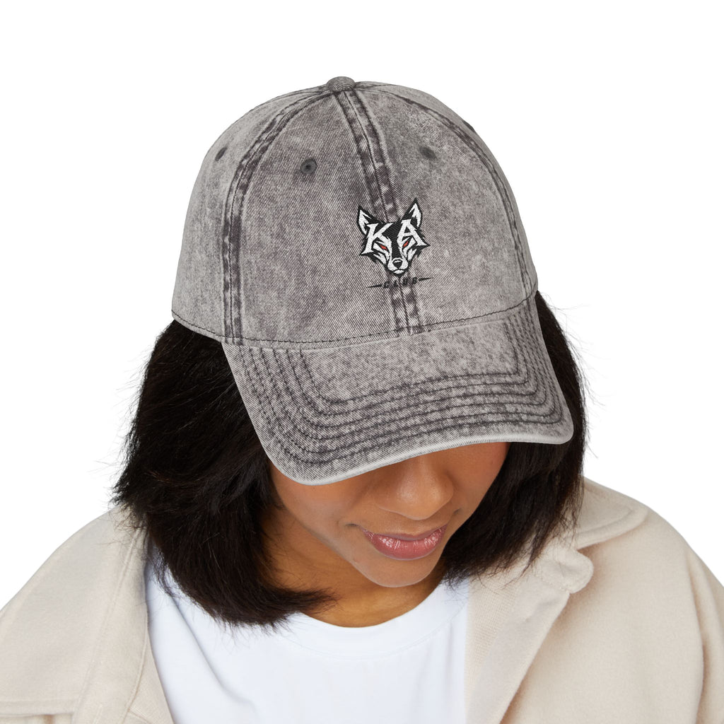 Embroidered Fox Vintage Cap — Distressed Cotton Baseball Hat
