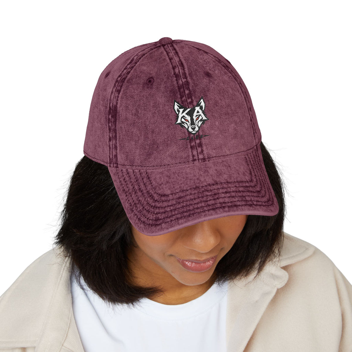 Embroidered Fox Vintage Cap — Distressed Cotton Baseball Hat