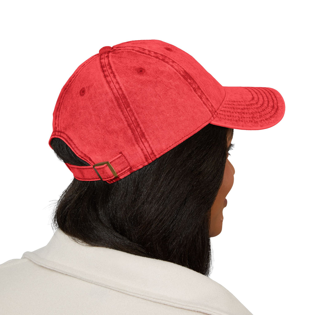 Embroidered Fox Vintage Cap — Distressed Cotton Baseball Hat