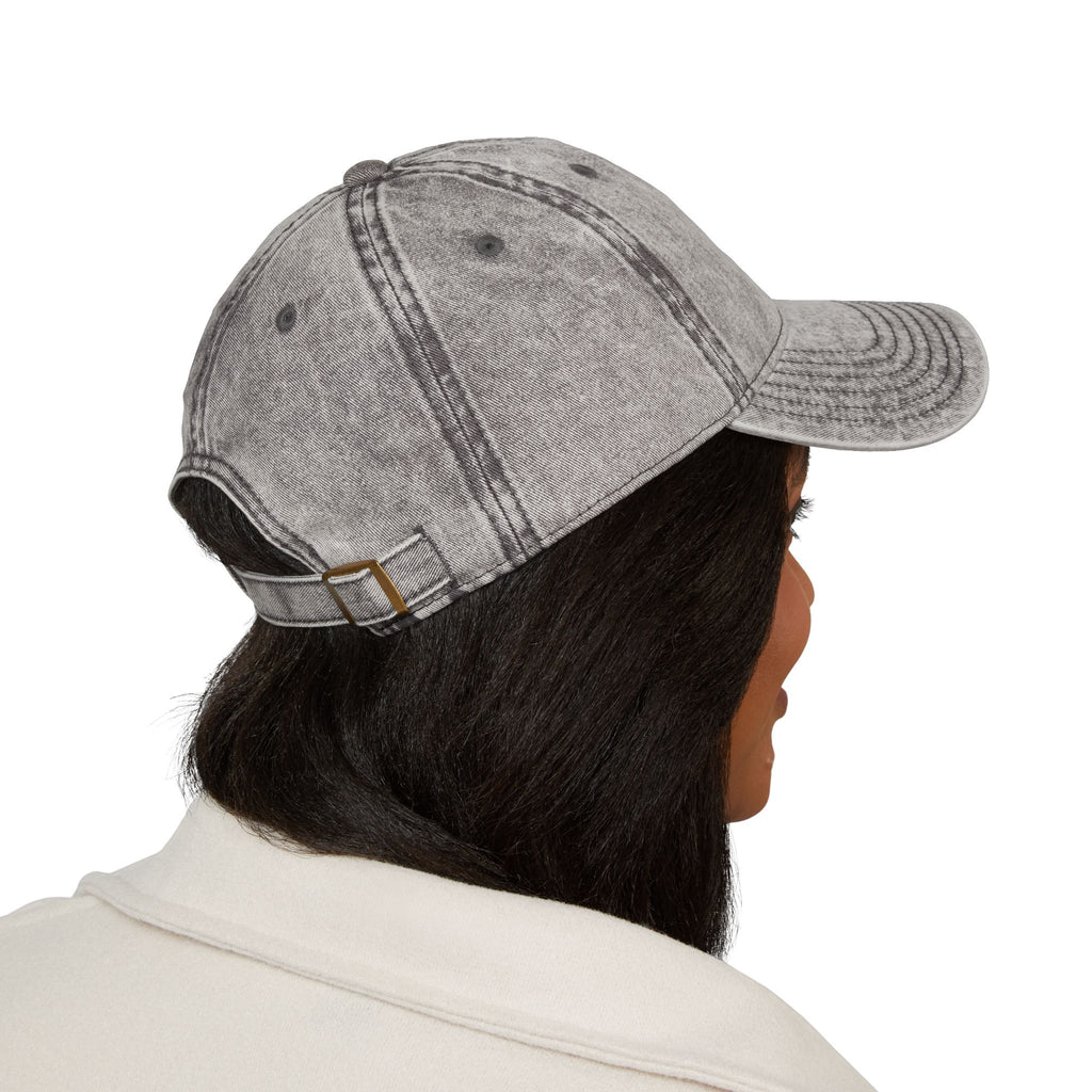 Embroidered Fox Vintage Cap — Distressed Cotton Baseball Hat