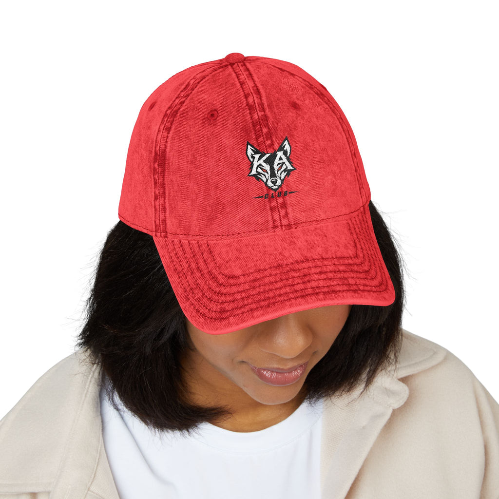 Embroidered Fox Vintage Cap — Distressed Cotton Baseball Hat